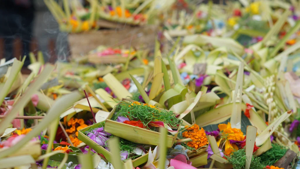 Traditional Canang Sari daily offering in Bali